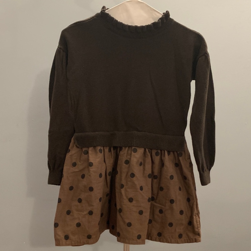 GAP Brown Knit Top with Polka Dot Skirt